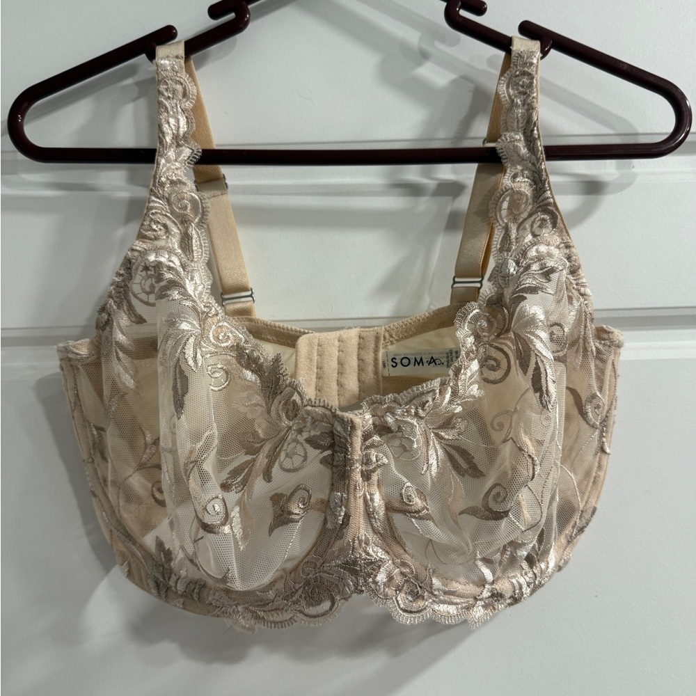 Soma Cream Floral Lace Bra